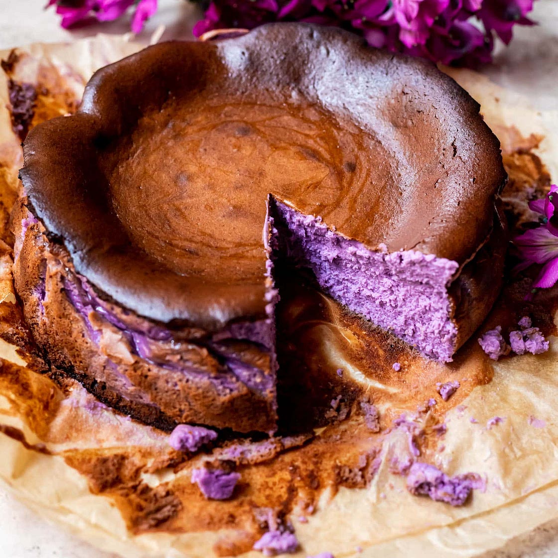 Ube Basque Cheesecake (with natural ube flavor)
