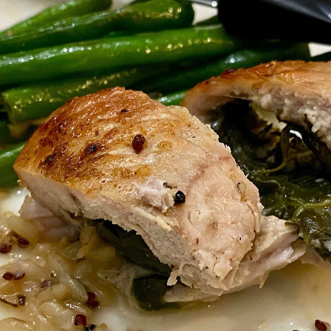 Tricolore stuffed pork