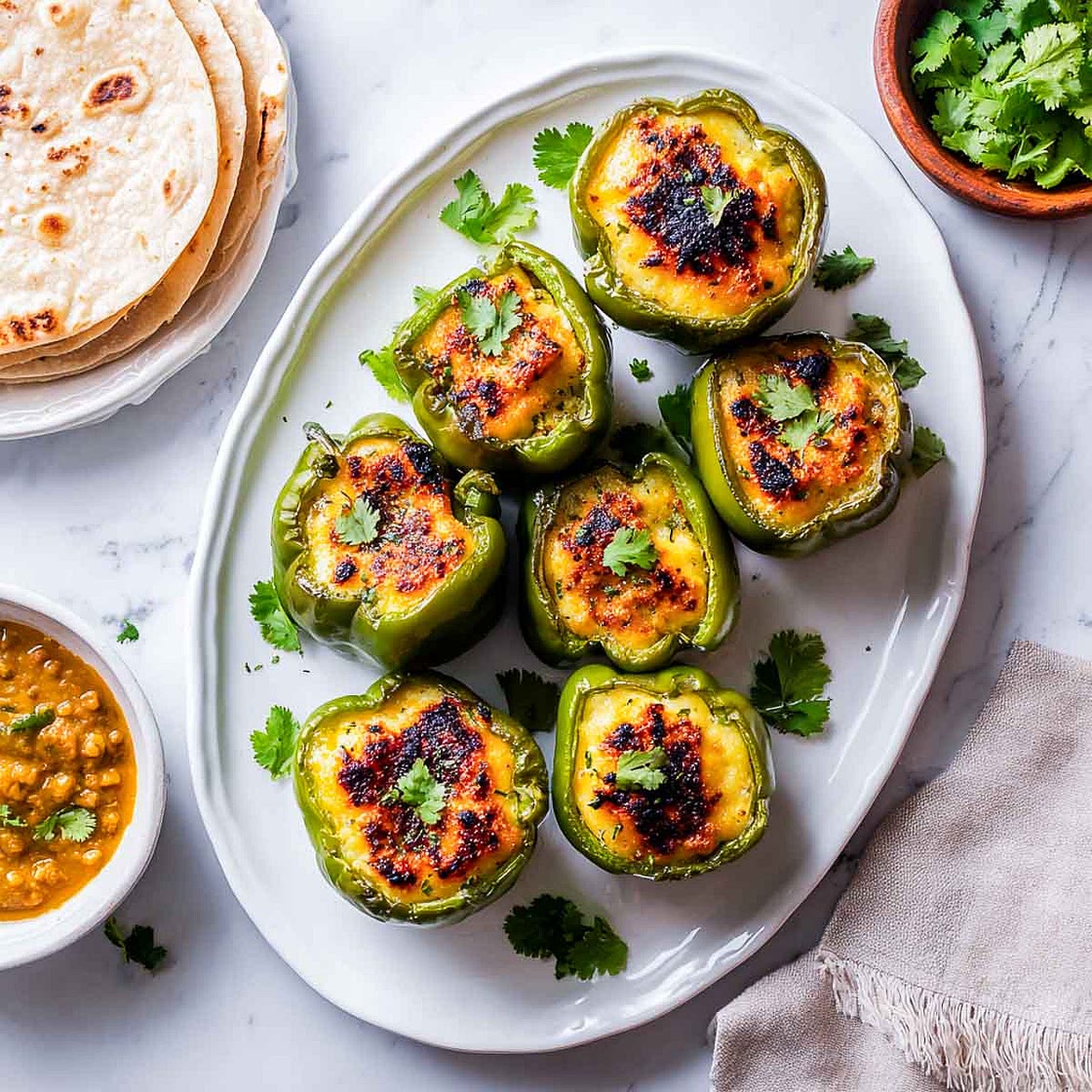 Bharwa Shimla Mirch (Stuffed Bell Peppers with Indian Spices)