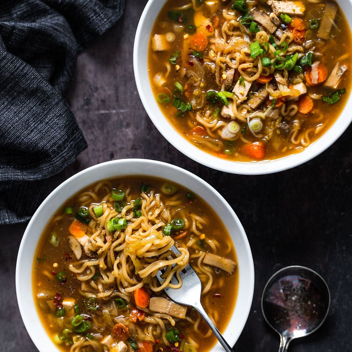 Vegan Hot and Sour Soup with Ramen
