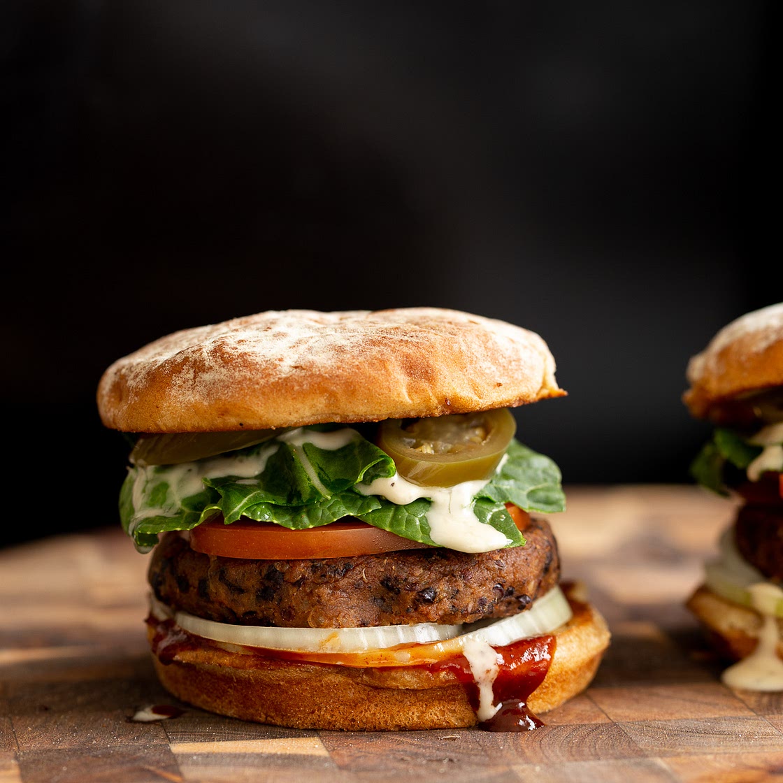 Cajun Spiced Black Bean Quinoa Burgers Vegan