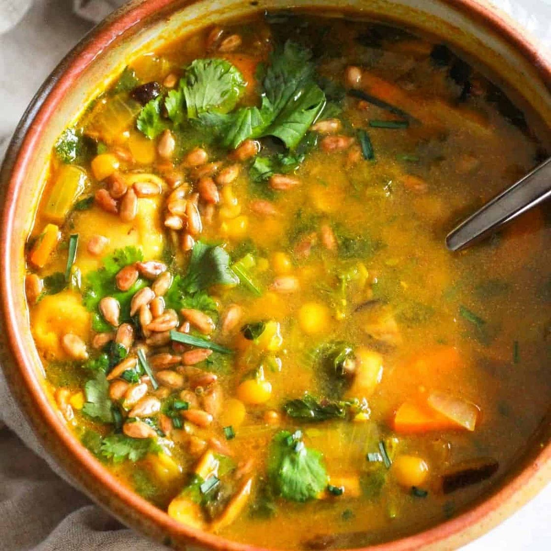 One-Pot Yellow Split Pea Soup with Mushrooms