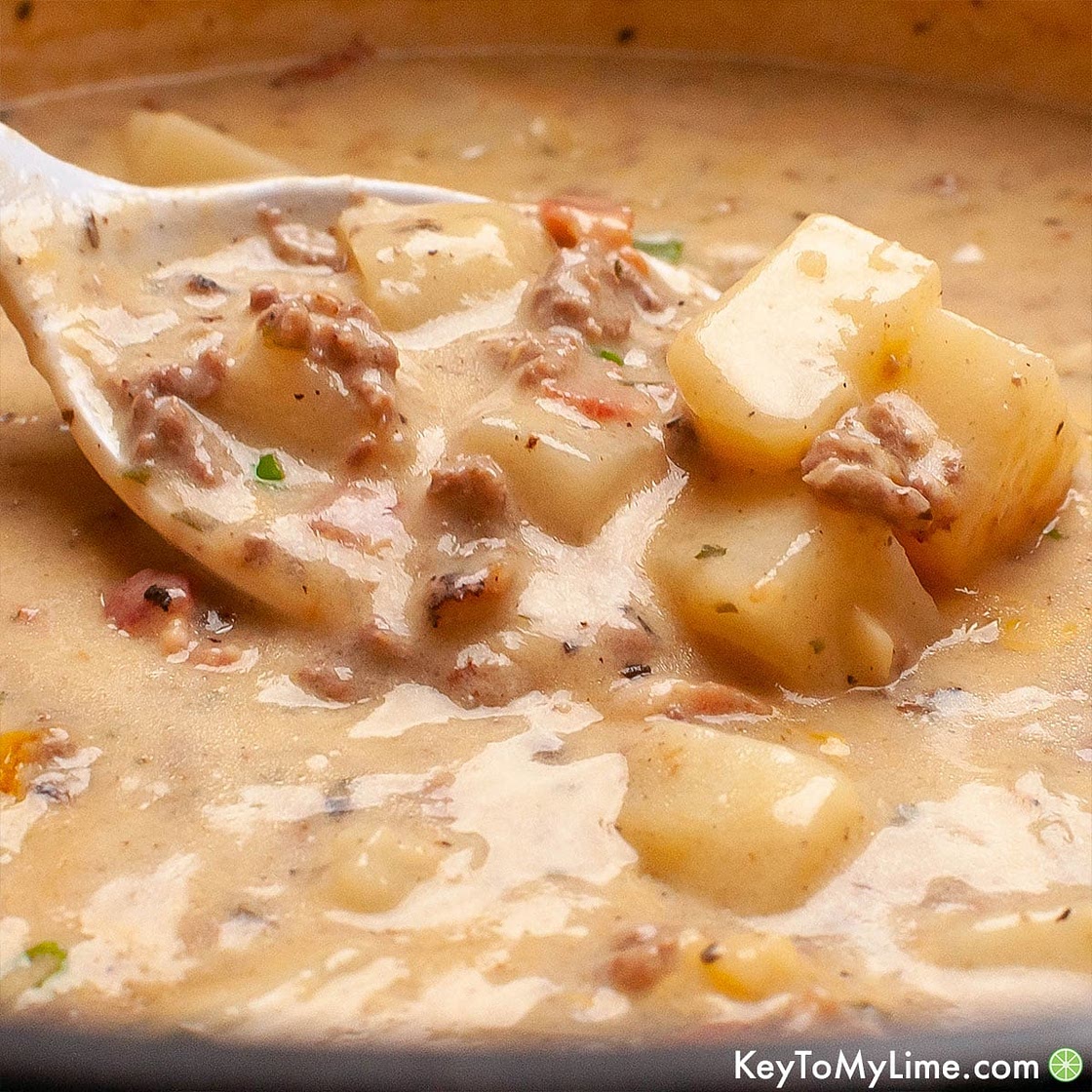 BEST Creamy Hamburger Potato Soup with Bacon