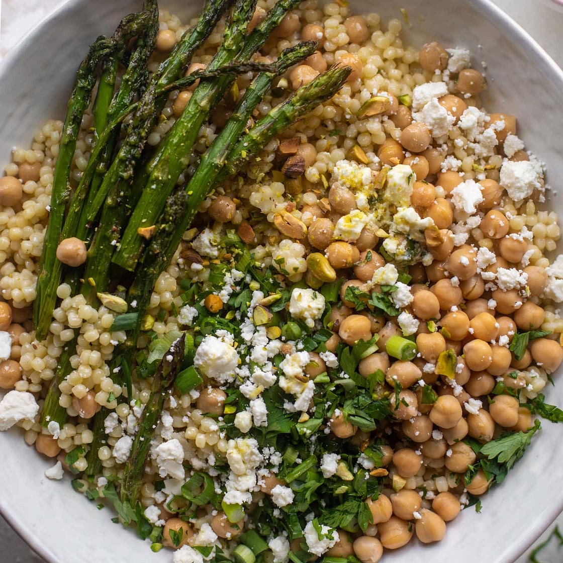 Spring Couscous Bowls with Lemon Feta Vinaigrette