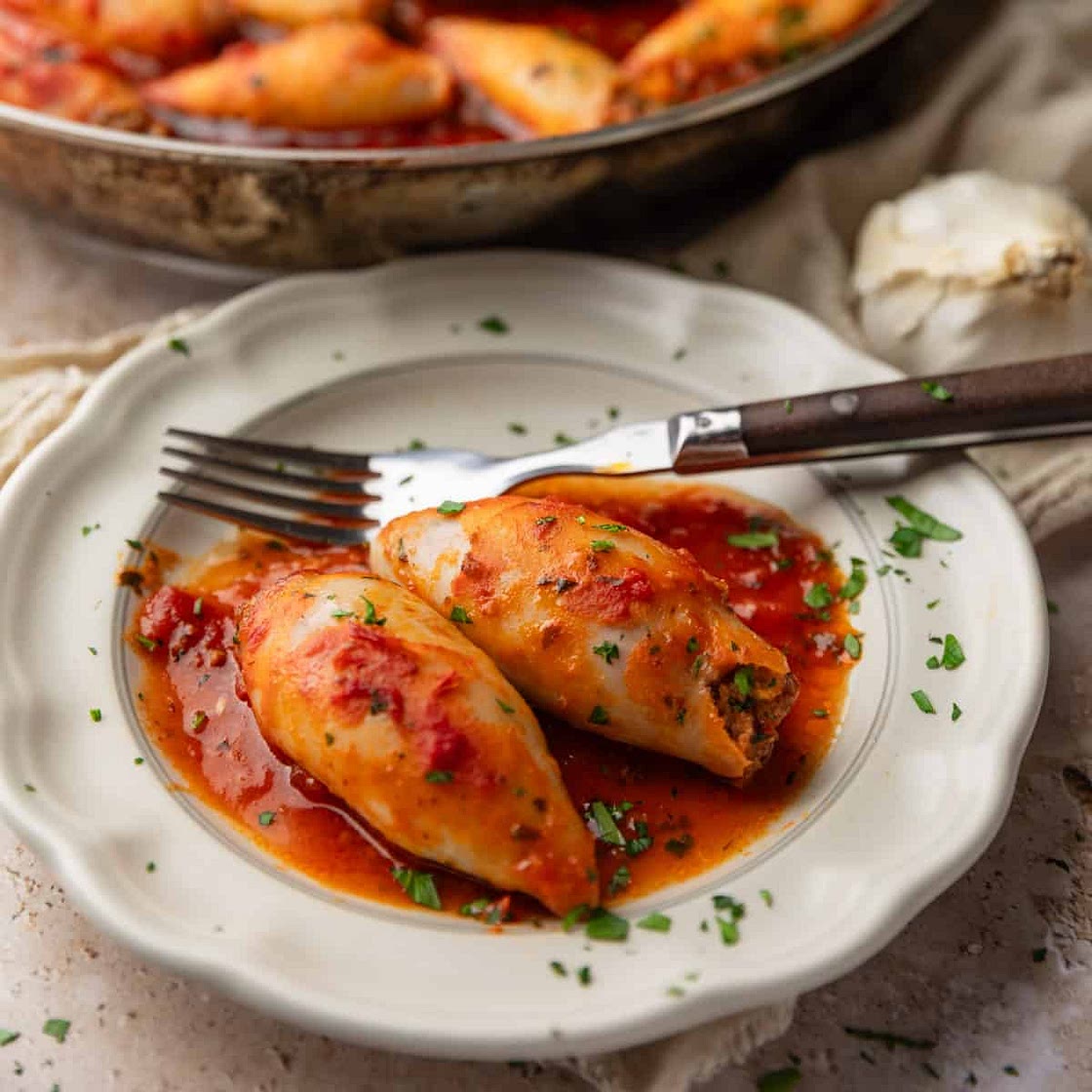 Baked Italian Stuffed Calamari Recipe in Tomato Sauce