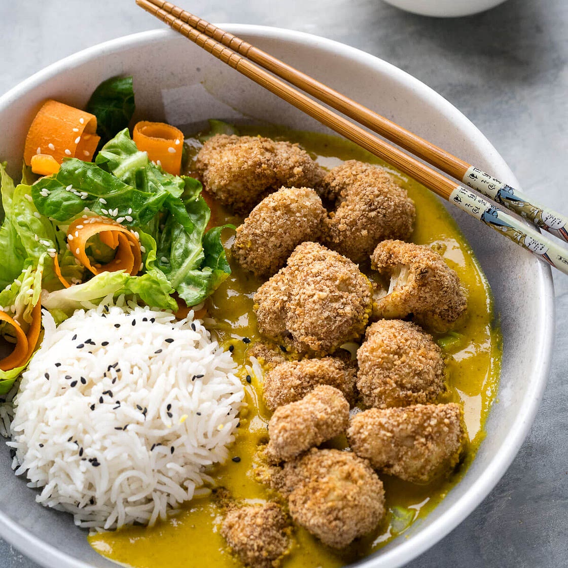 Katsu Curry with Cauliflower Nuggets
