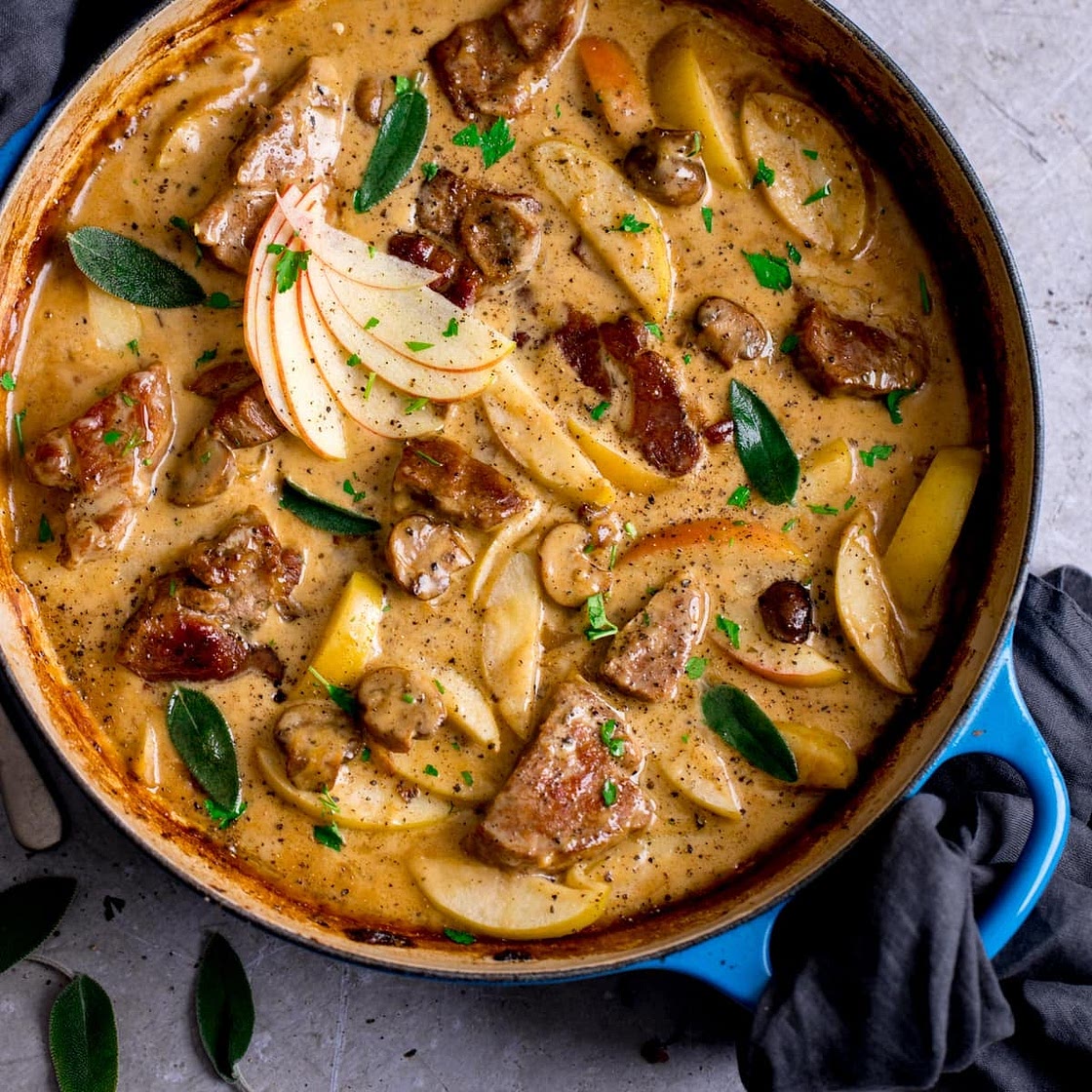 Creamy Pork and Apple Casserole with Cider