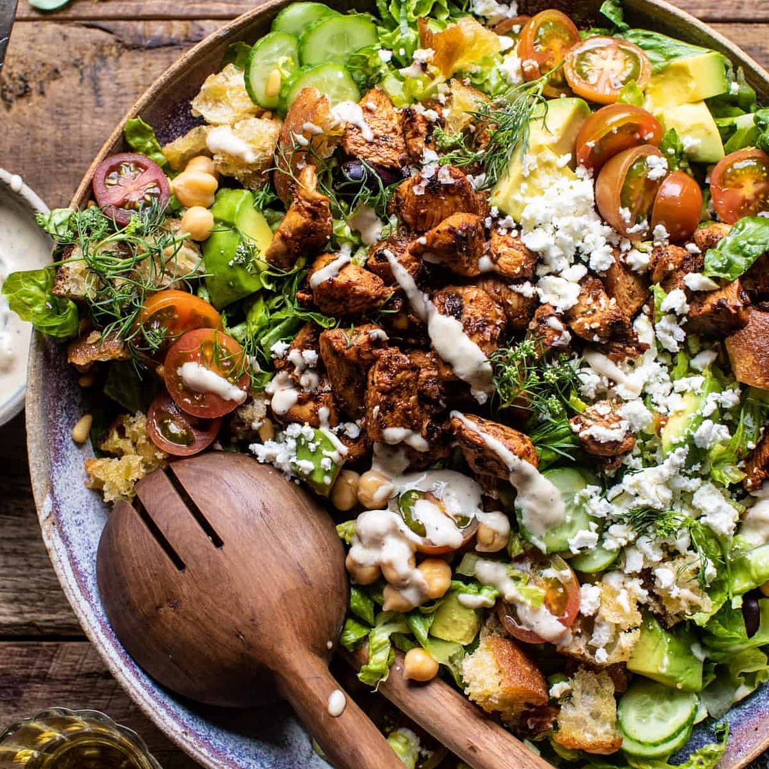 Greek Chicken Chopped Salad with Lemon Tahini Vinaigrette