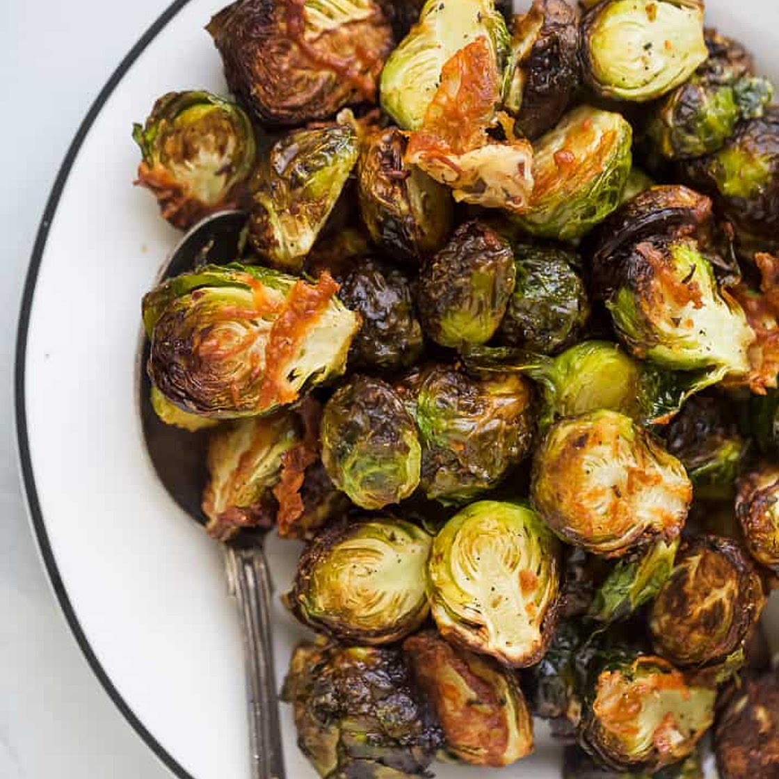 Crispy Air Fryer Garlic Parmesan Brussel Sprouts