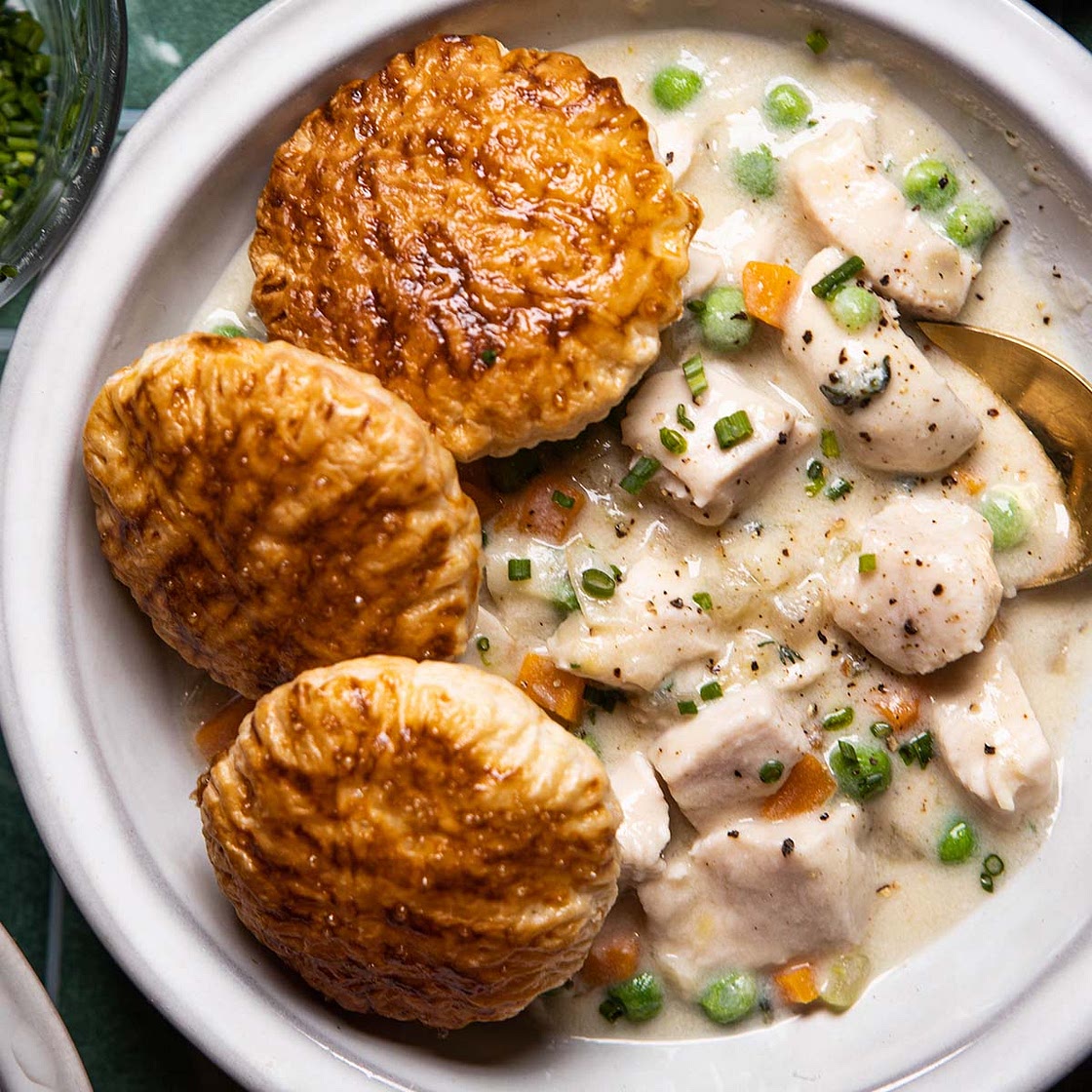 Easy Deconstructed Chicken Pot Pie With Puff Pastry
