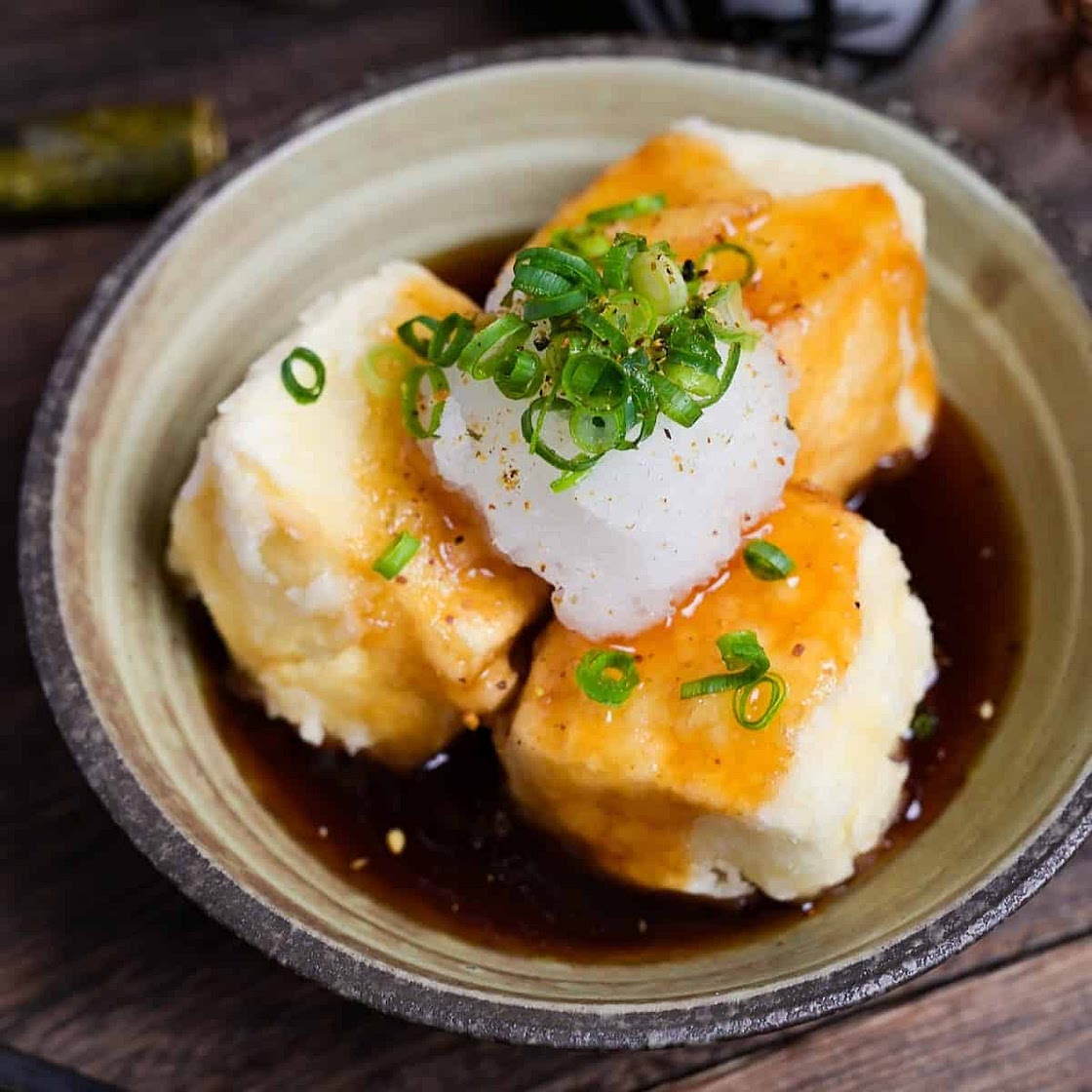 Agedashi tofu (Japanese deep fried tofu) with Homemade Sauce