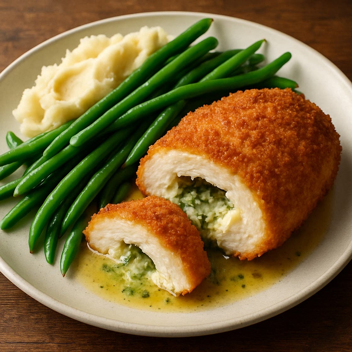 Garlicky Chicken Kiev With Green Beans