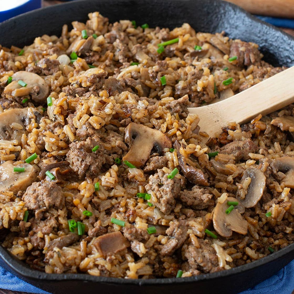 Ground Beef and Mushroom Skillet Dinner Recipe