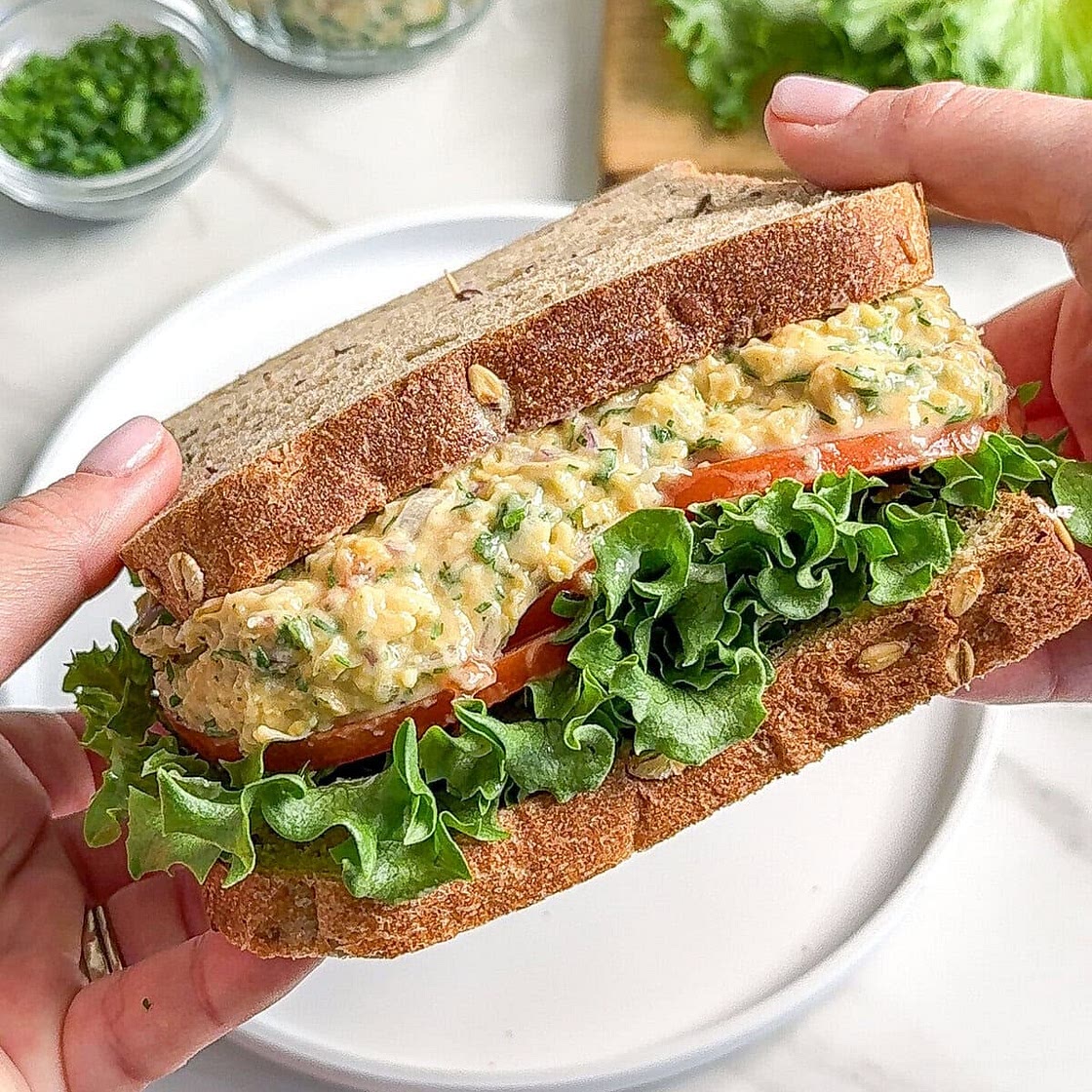 Vegan Chickpea Avocado "Egg" Salad Sandwich