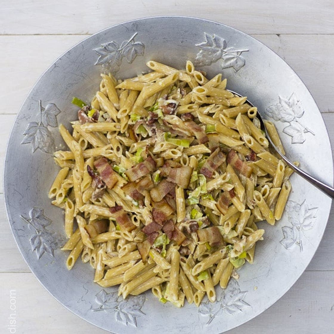 bacon, leek, and cheese pasta