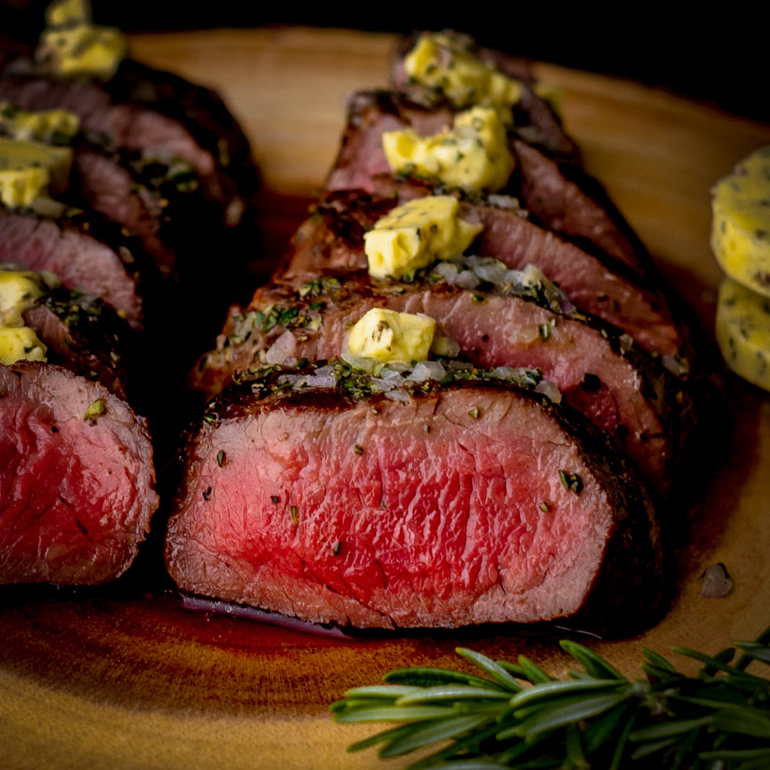 Sous Vide Elk Tenderloin with Rosemary Shallot Compound Butter