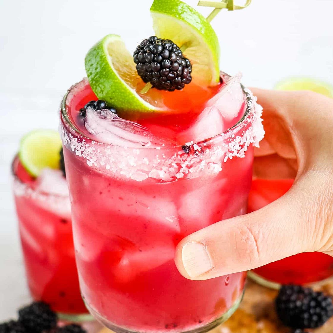 Fresh Blackberry Margaritas with Tequila and Cointreau