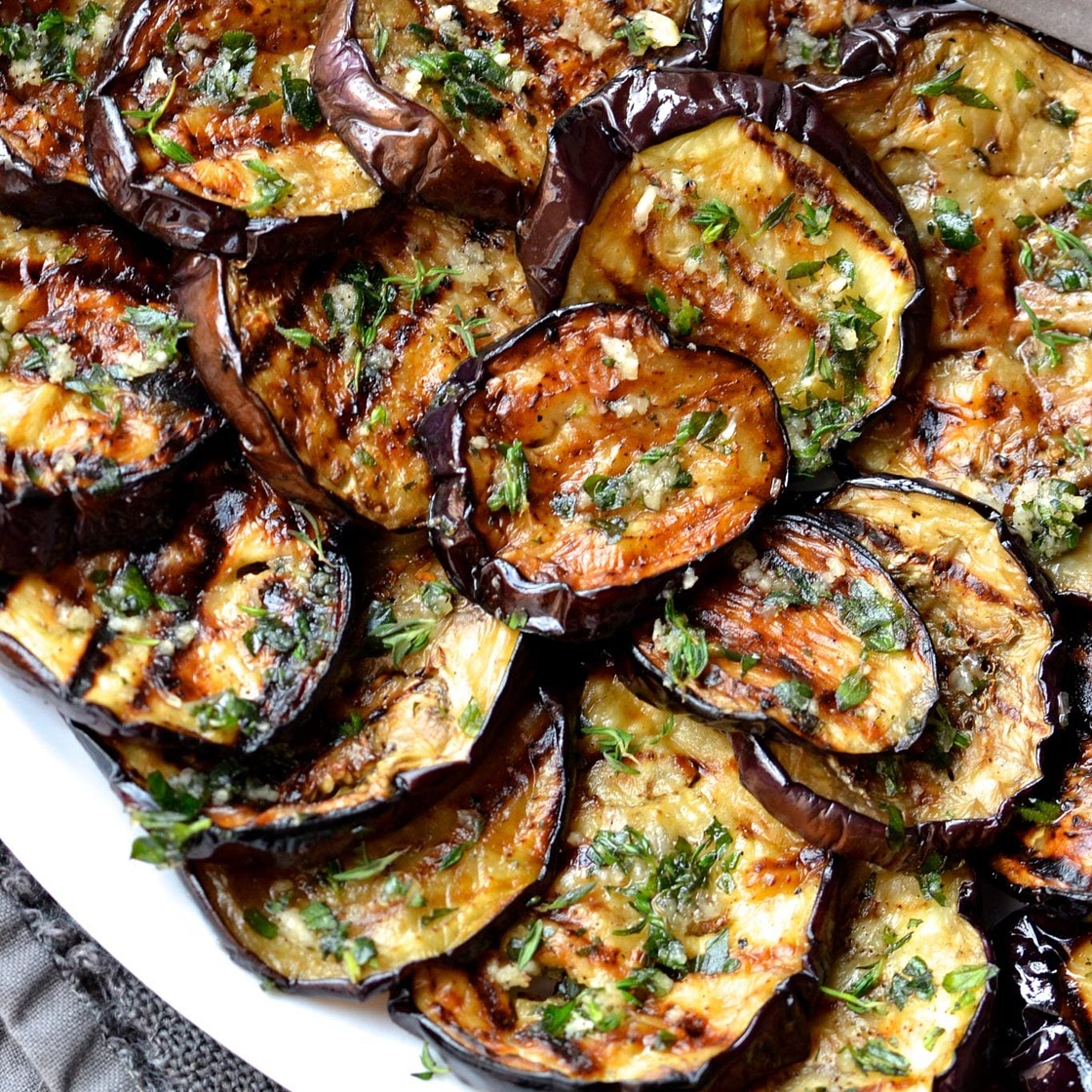 Grilled Eggplant with Garlic & Herbs