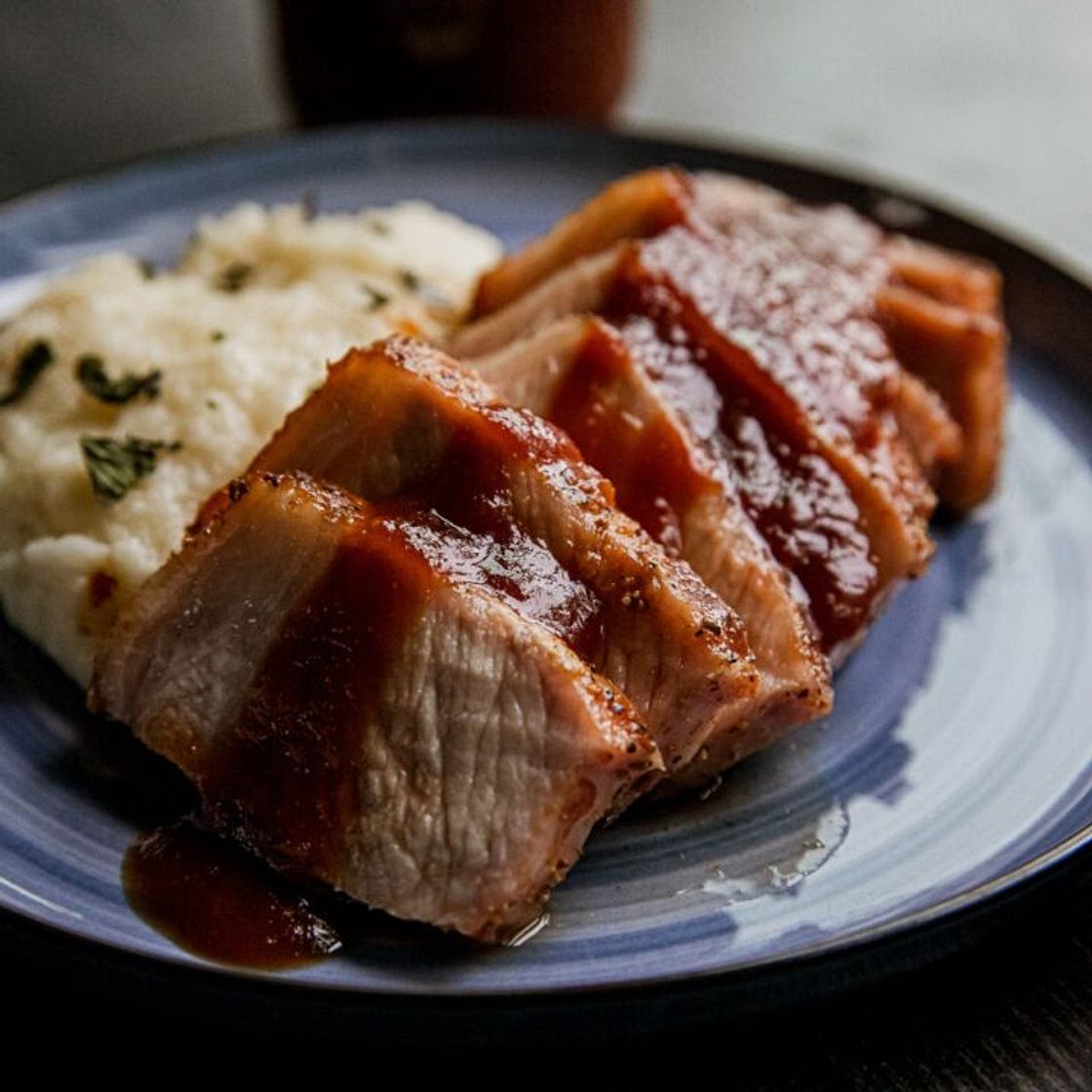 Grilled Pork Chops with Guinness BBQ Sauce and Cheesy Mashed Potatoes