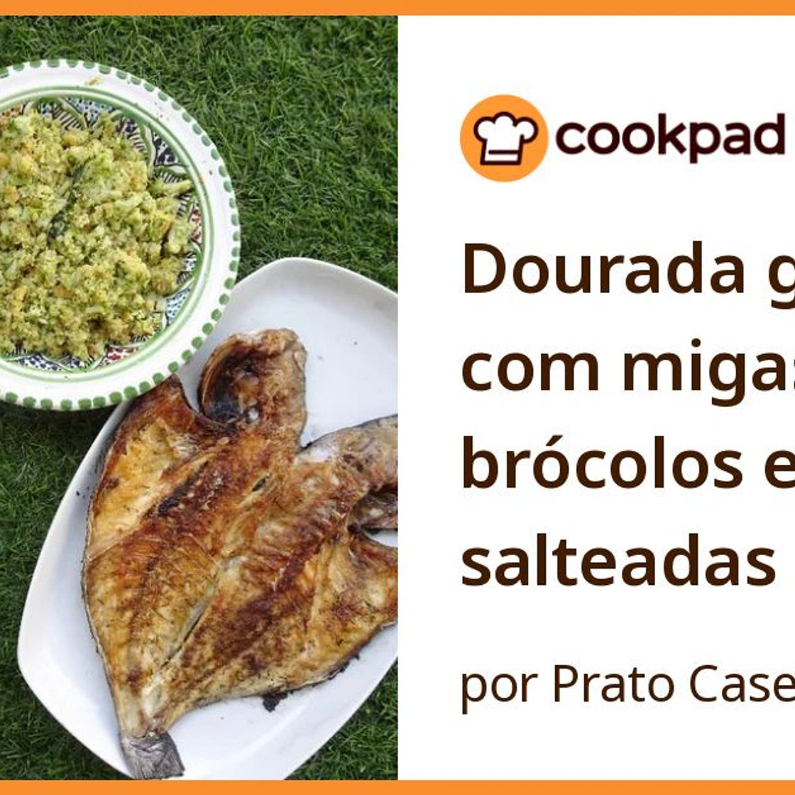 Dourada grelhada com migas de brócolos e batatas salteadas