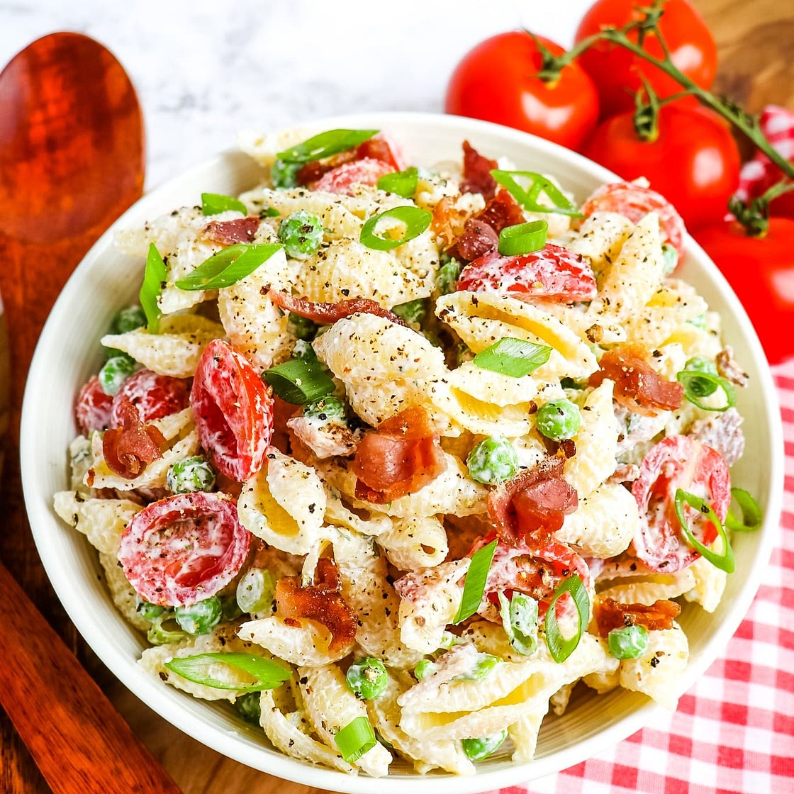 Creamy Bacon Ranch Pasta Salad with Peas