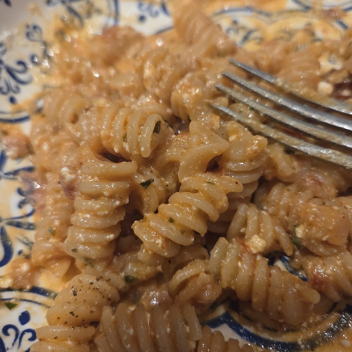 One Pot Sun-Dried Tomato Pasta with Whipped Ricotta