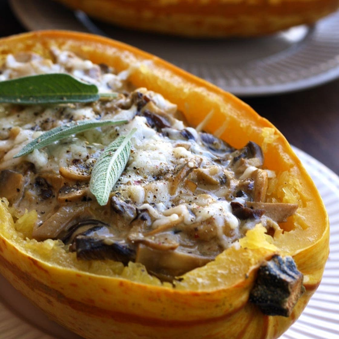 Roasted Spaghetti Squash with Mushrooms