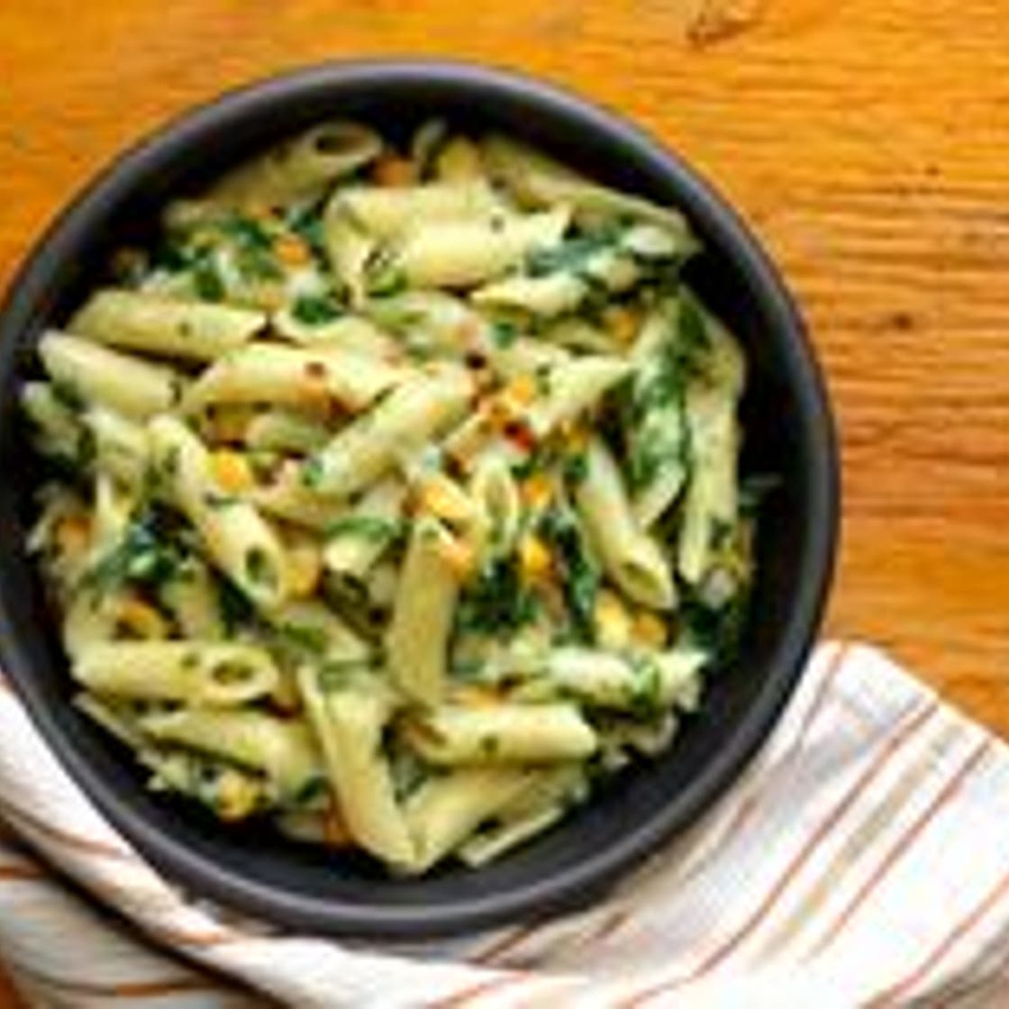 Spinach Corn Pasta Recipe In Creamy White Sauce