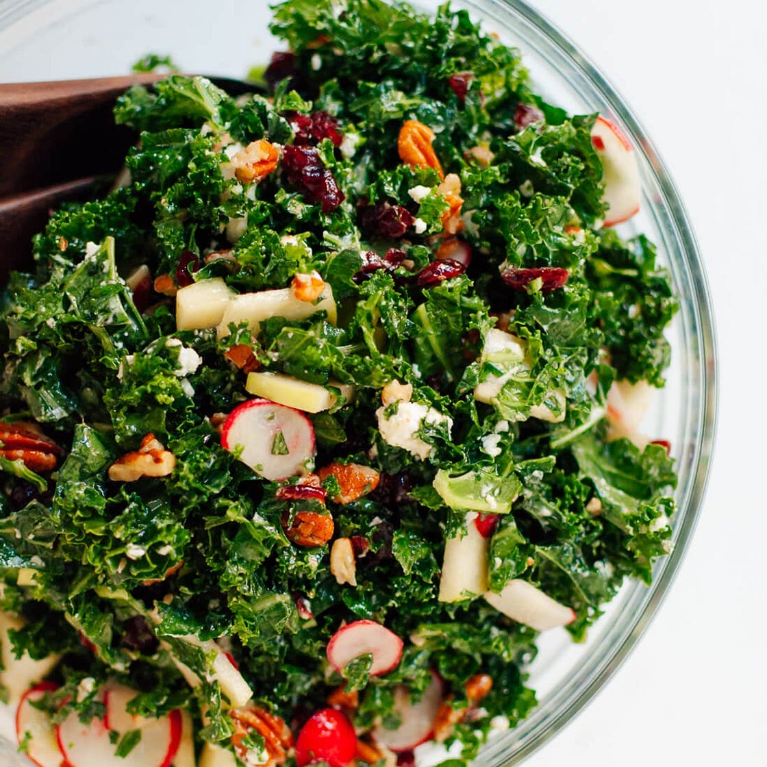 Deb's Kale Salad with Apple, Cranberries and Pecans