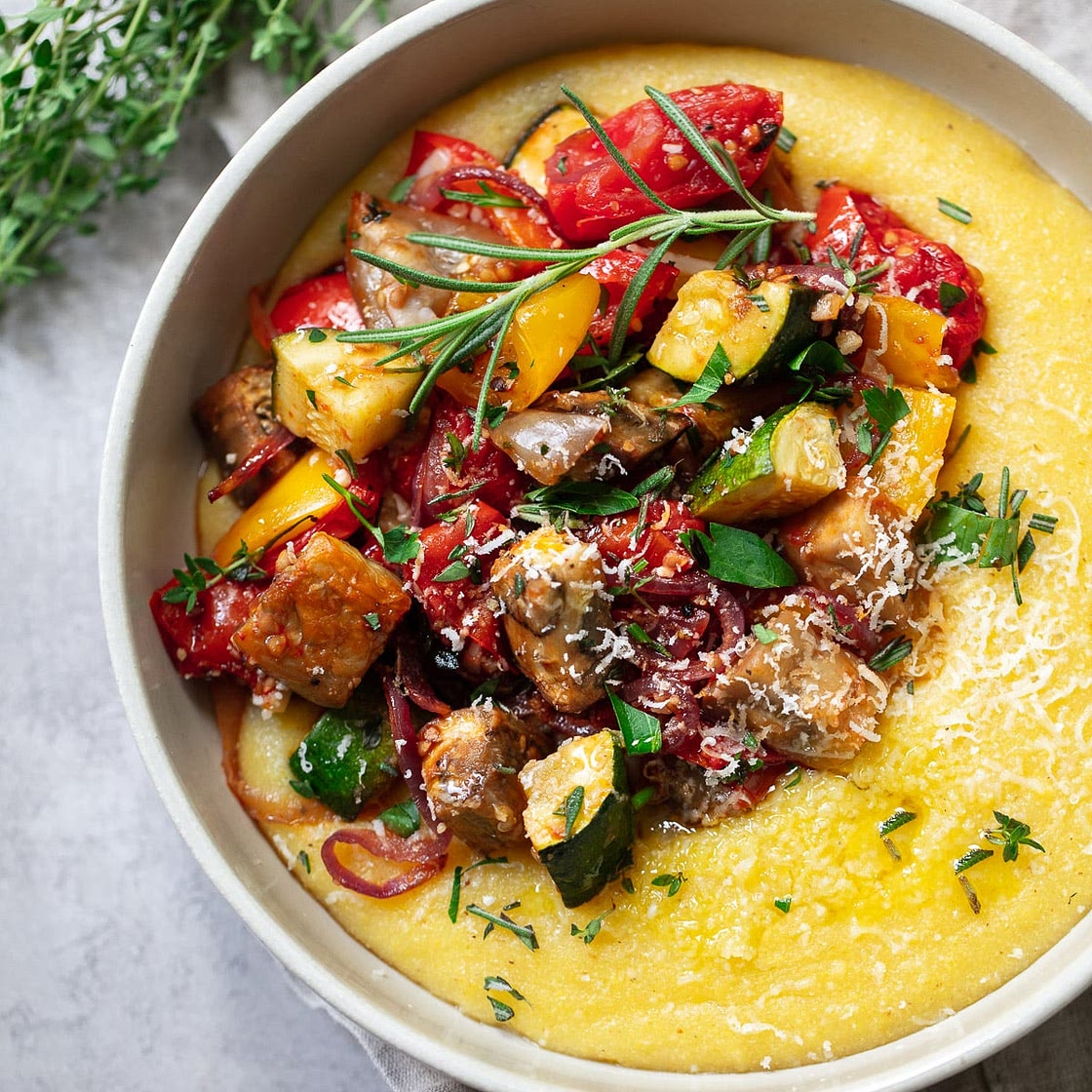 Parmesan Polenta with Roasted Vegetables