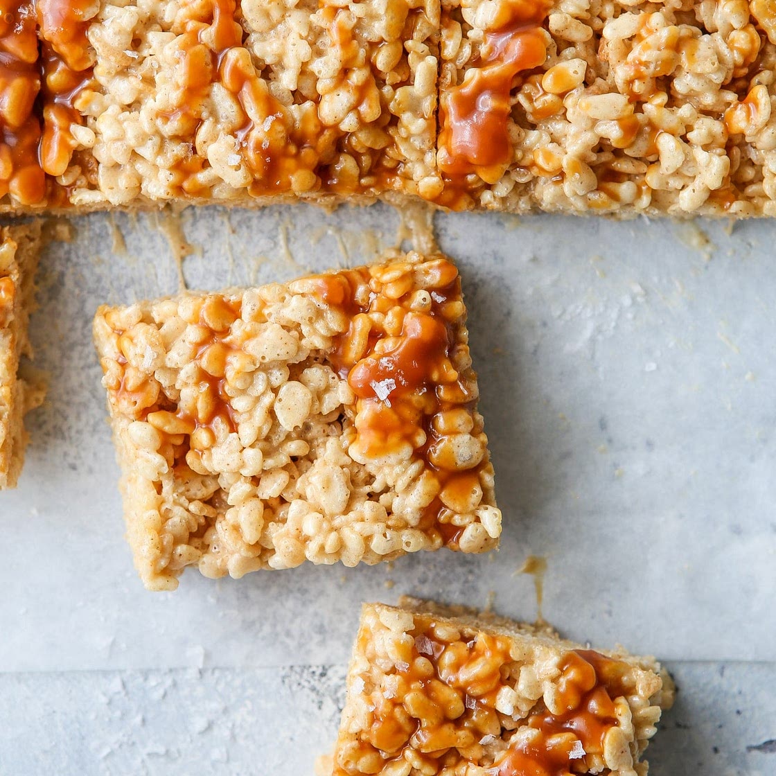 Brown Butter Salted Caramel Rice Krispie Treats