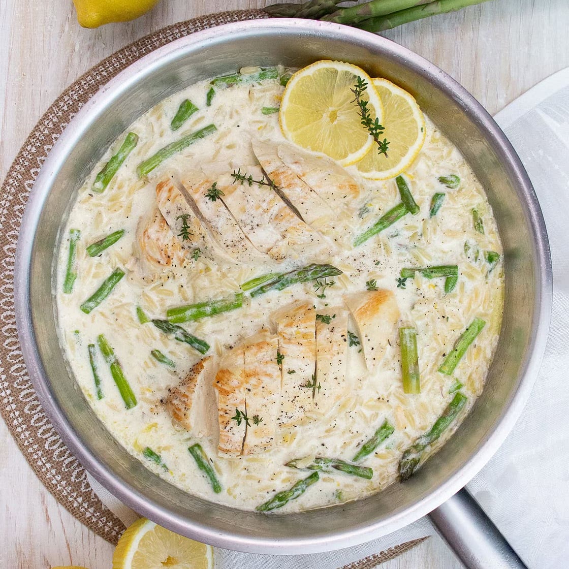One-Pan Lemon Chicken Orzo with Asparagus