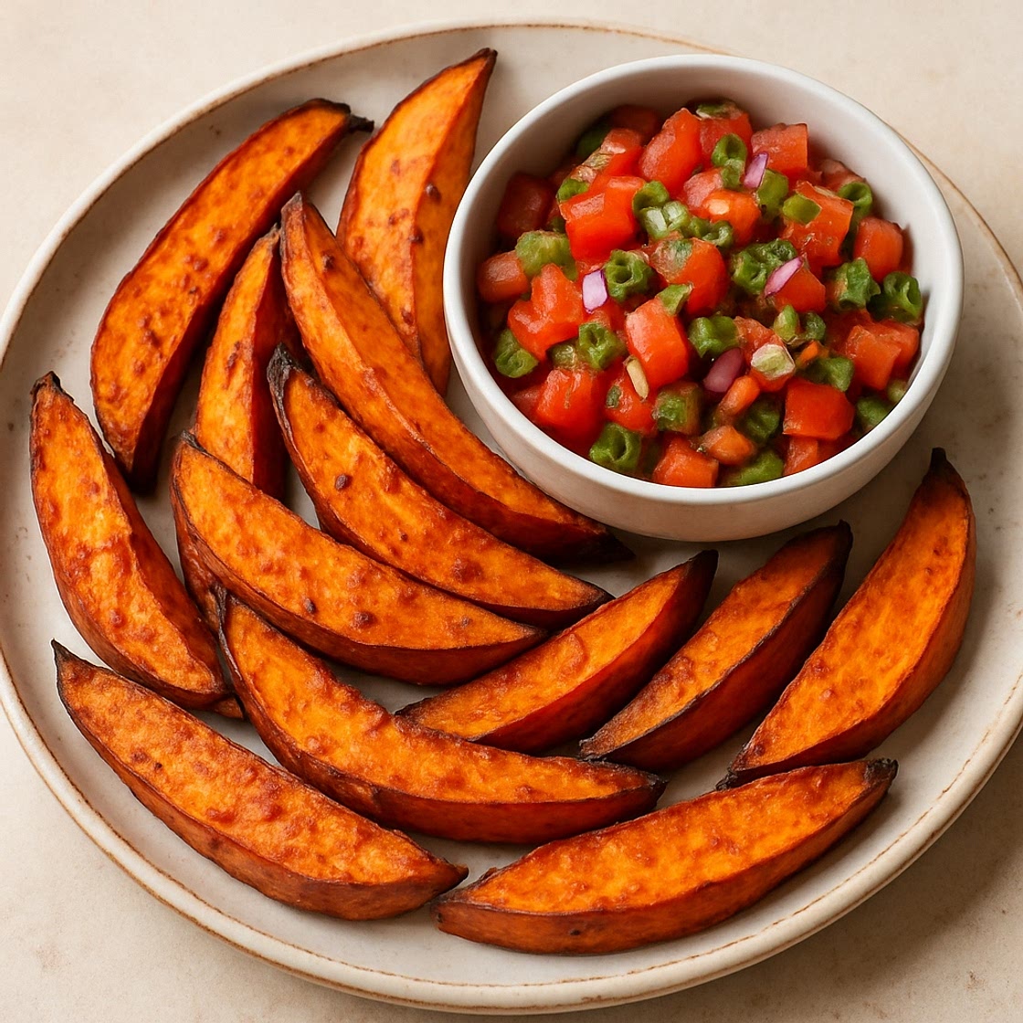 Roast Sweet Potato Wedges with Salsa