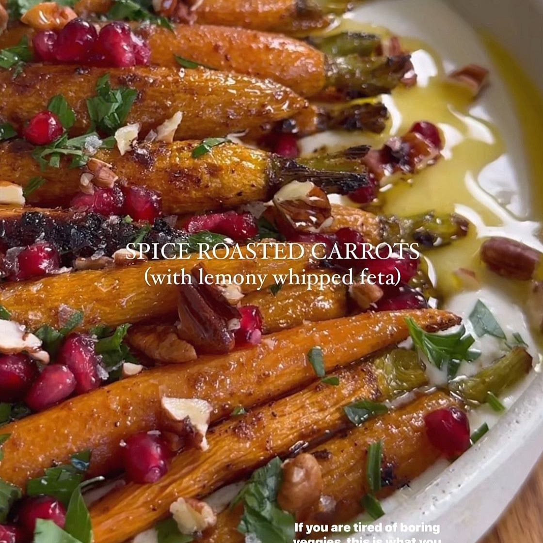 Spiced roasted carrots with whipped feta