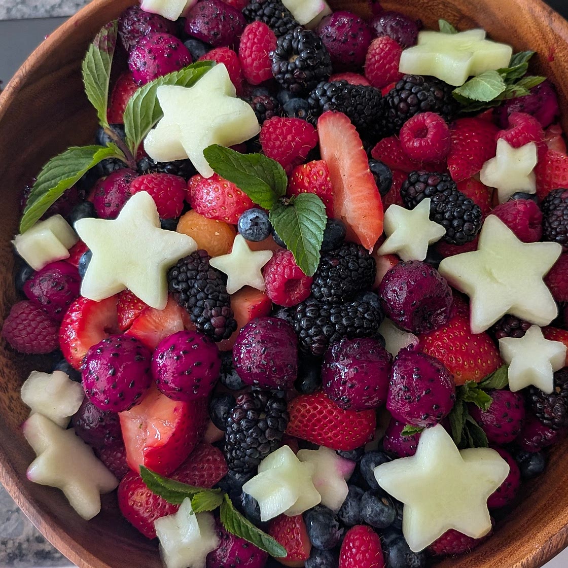 Summer Berry Salad with Honeydew Stars