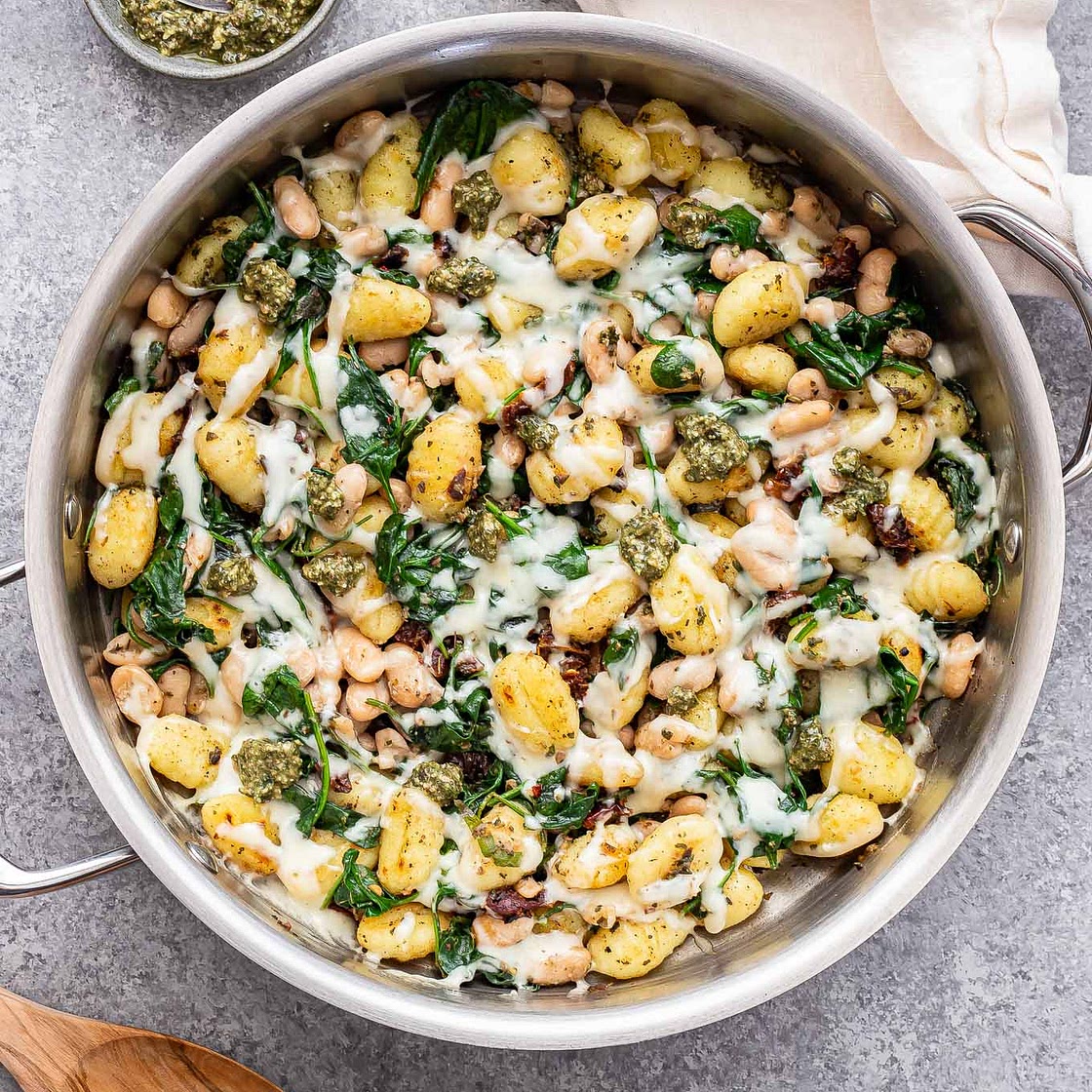 Spinach White Bean Gnocchi Skillet