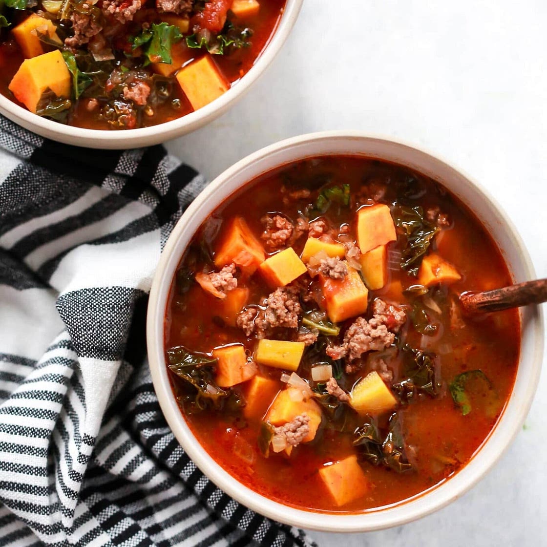 Ground Beef Butternut Squash Kale Soup