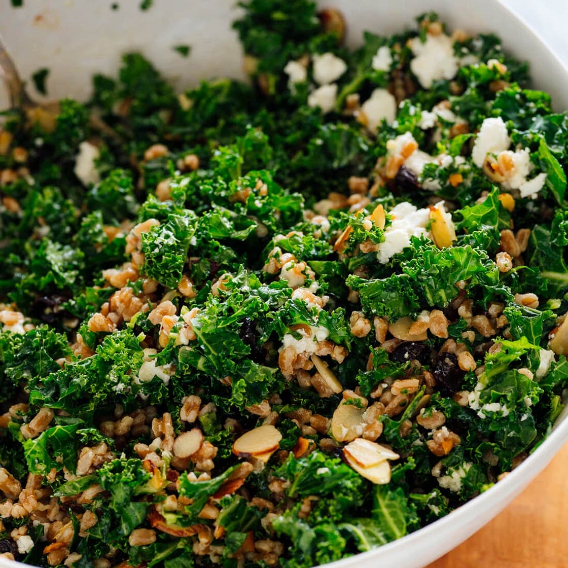 Farro and Kale Salad with Goat Cheese