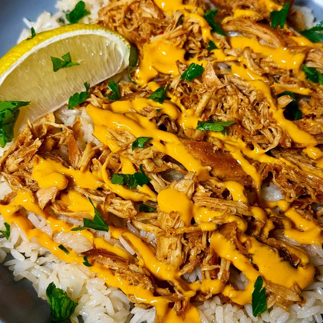 Slow Cooker Harissa Chicken Rice Bowls