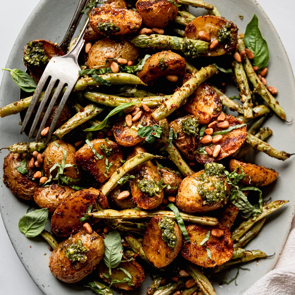Fresh Green Beans & Baby Potatoes with Pesto