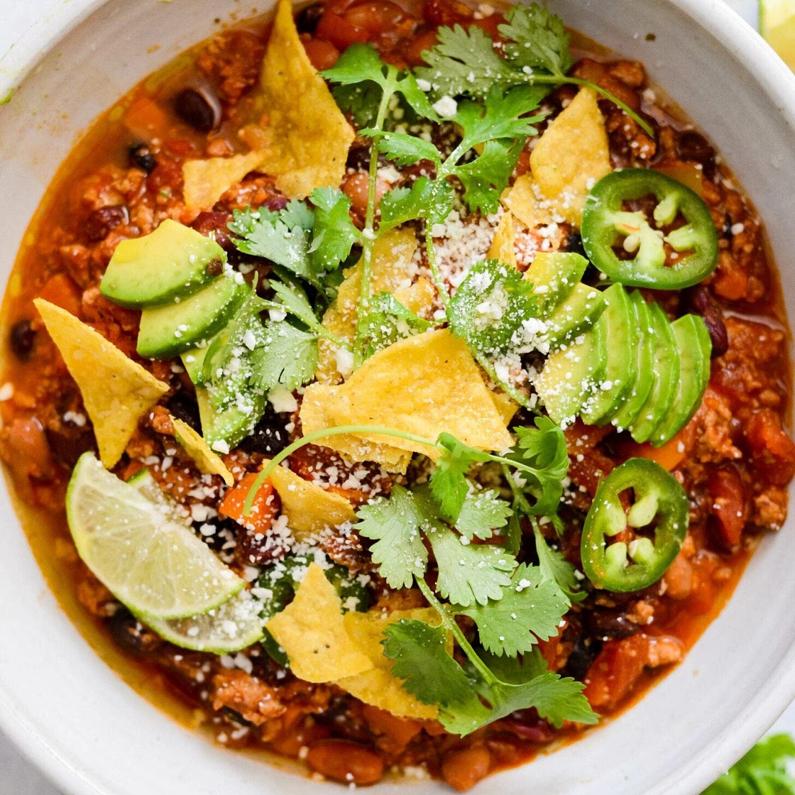 Slow Cooker Turkey Chili (with Sweet Potato)