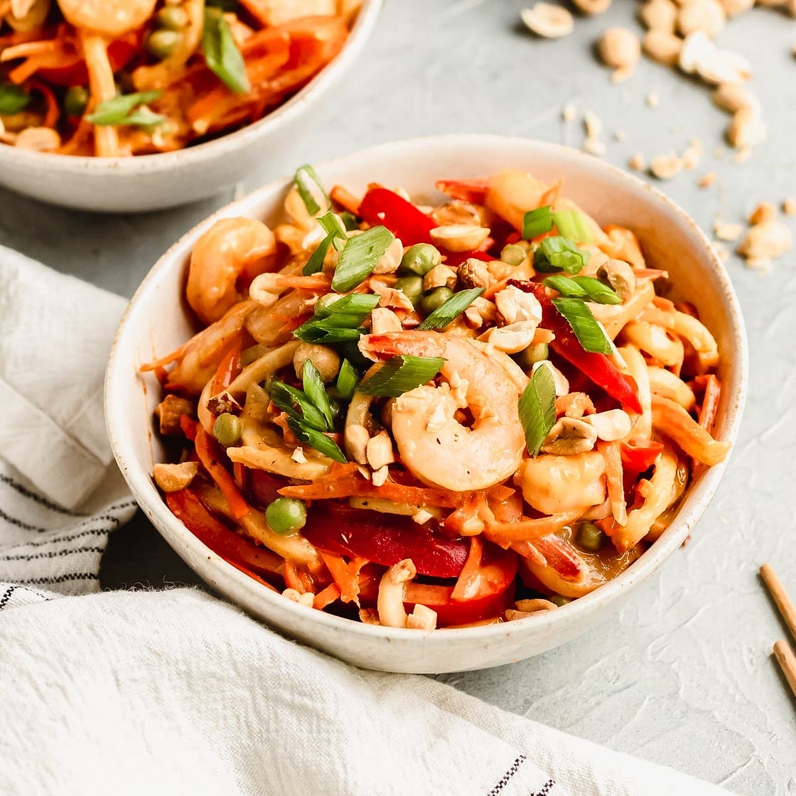 Thai Peanut Sauce Noodles with Shrimp