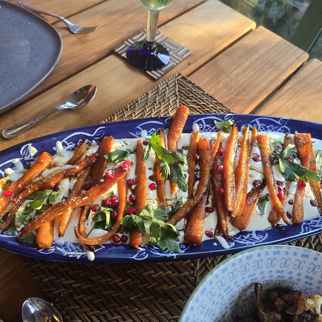 Spiced roasted carrots with whipped feta