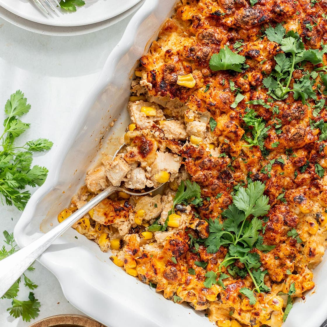 Mexican Street Corn Casserole (with Chicken)