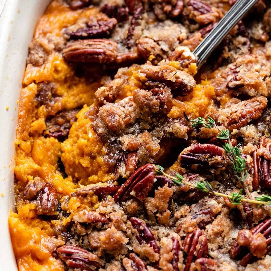 Sweet Potato Casserole Recipe with Pecan Topping