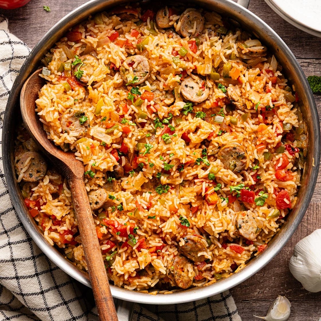 Sausage, Peppers, and Rice Skillet