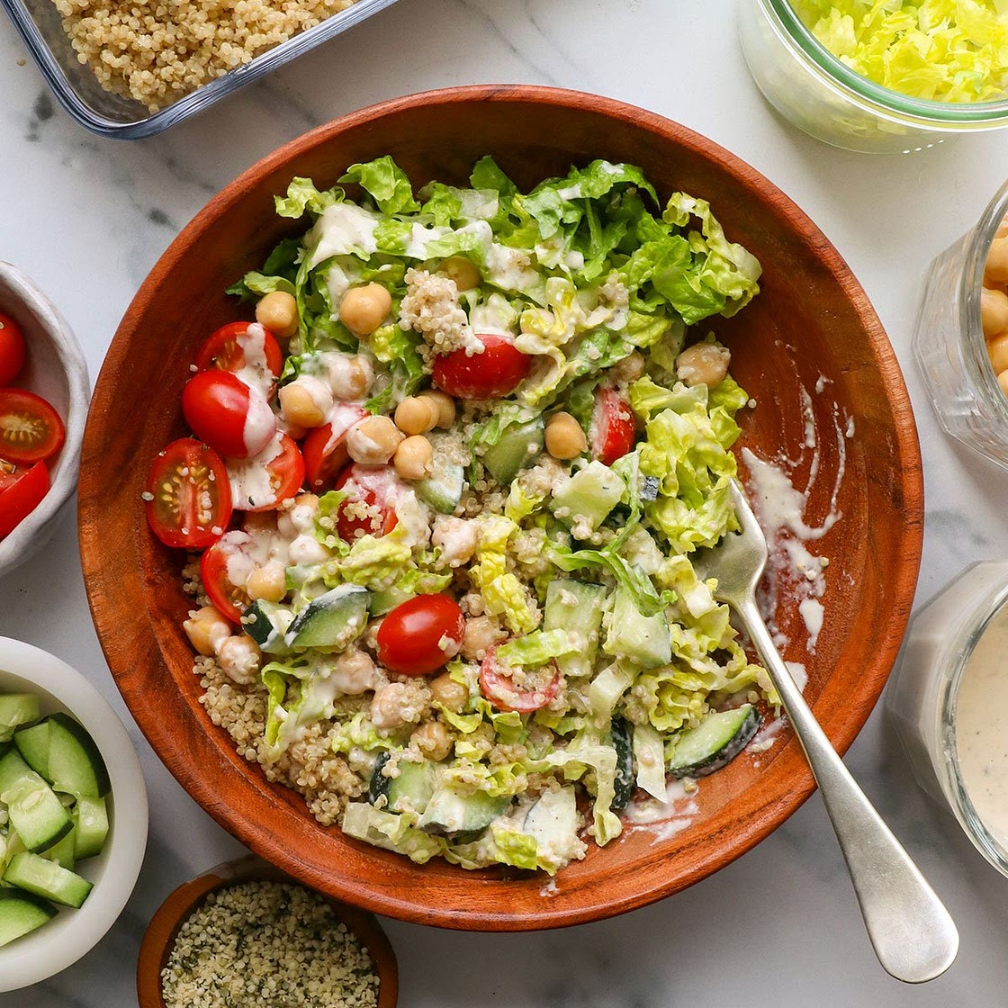 Vegan Lunch Bowls with Creamy Italian Dressing
