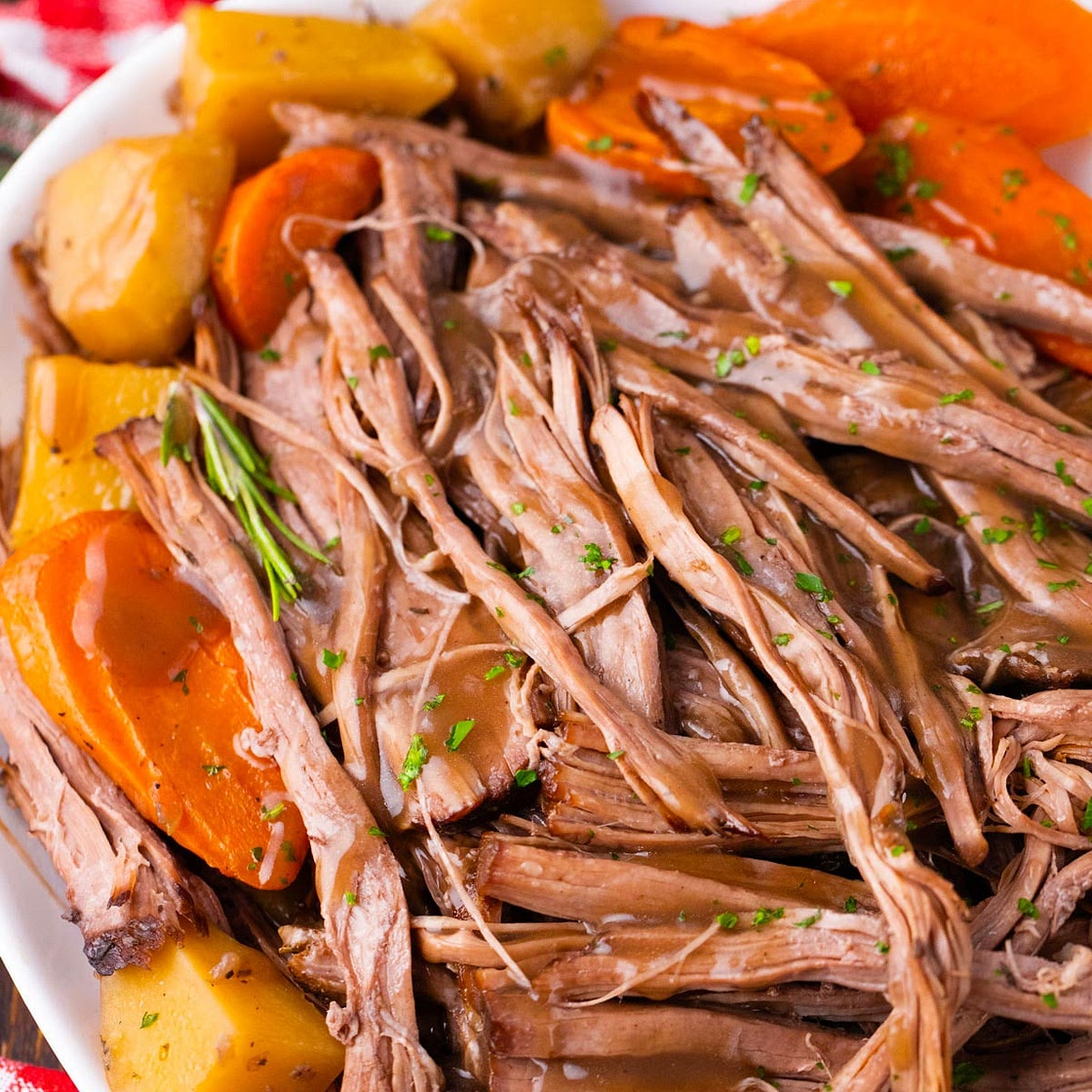 Slow Cooker Red Wine Pot Roast with Red Wine Glaze