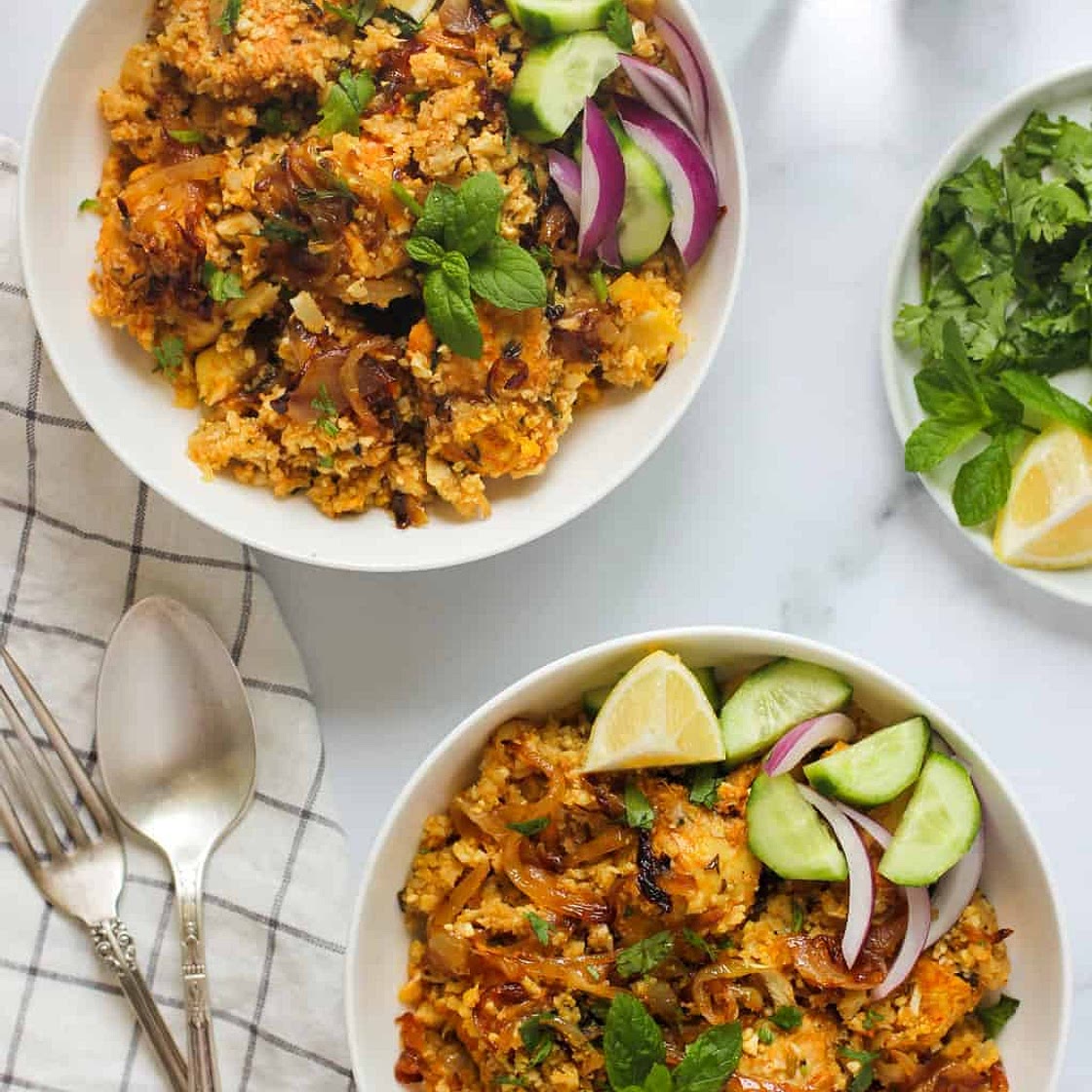 Low Carb Chicken Biryani with Cauliflower Rice