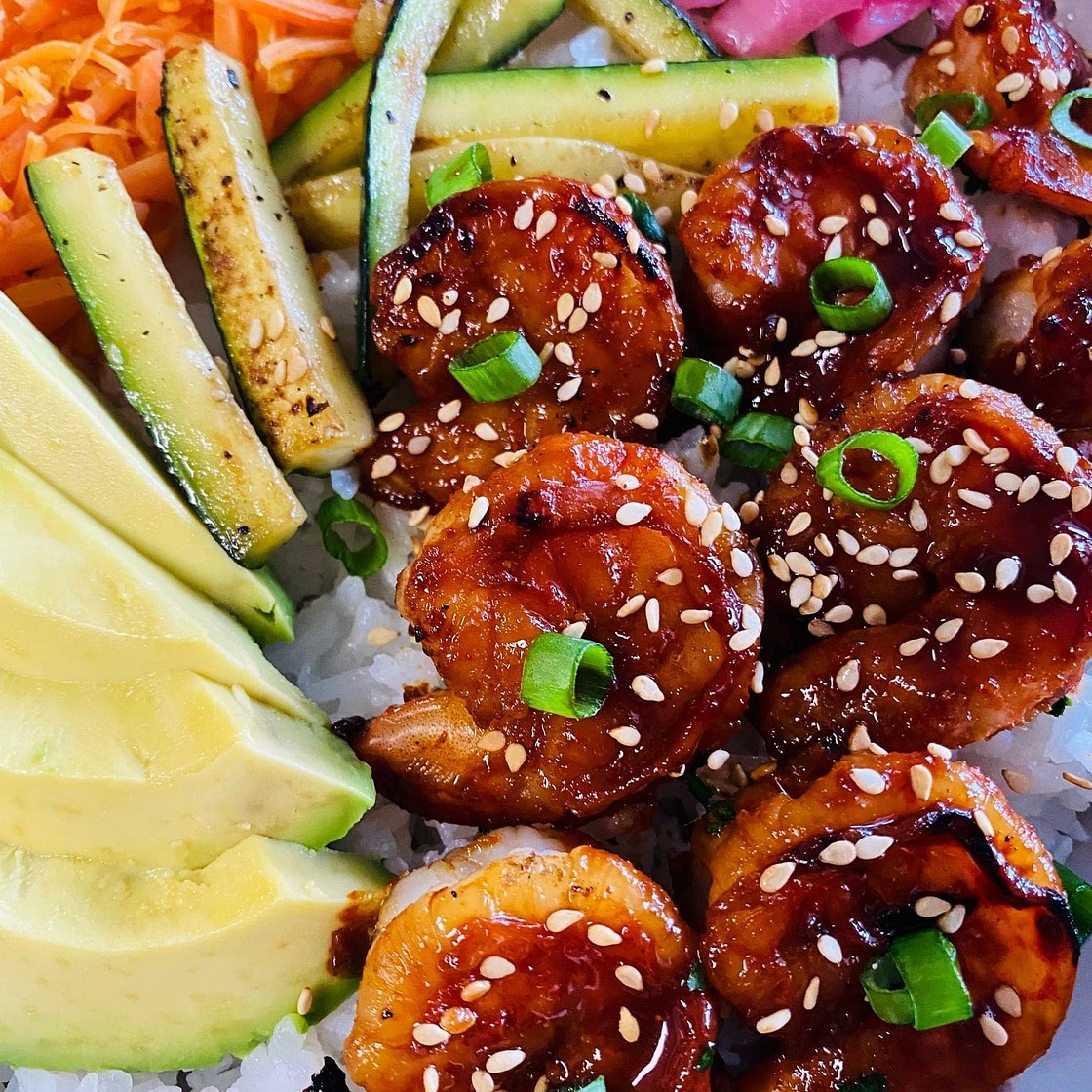 Korean Shrimp Rice Bowls